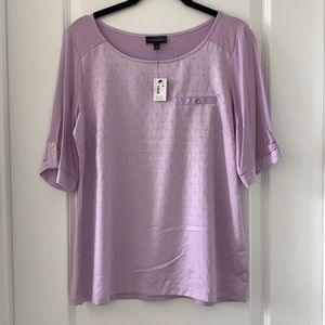 NWT THE LIMITED Lavender Elbow Sleeves Print Blouse Size M